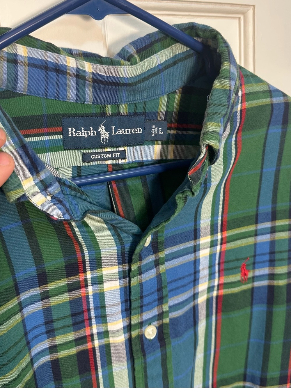 Polo by Ralph Lauren Green and Blue Tartan Plaid Button-Down Shirt Men’s Large